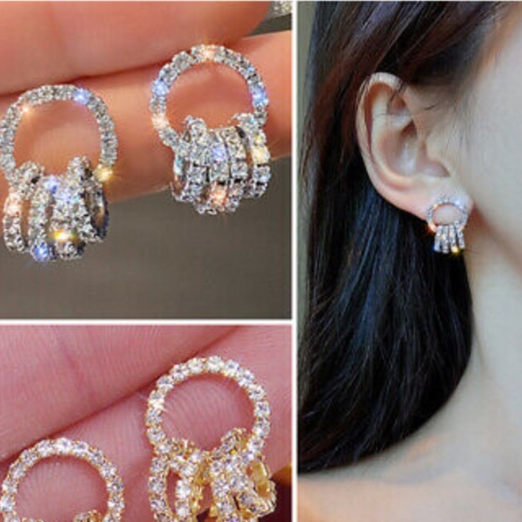 New Sterling silver diamond earrings - Picture 3 of 3